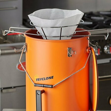 FRYCLONE Oil Filtration Kit with 6.5 Gallon Orange Utility Oil Pail Filter Cones and Filter Holder 2596GLFLTKIT